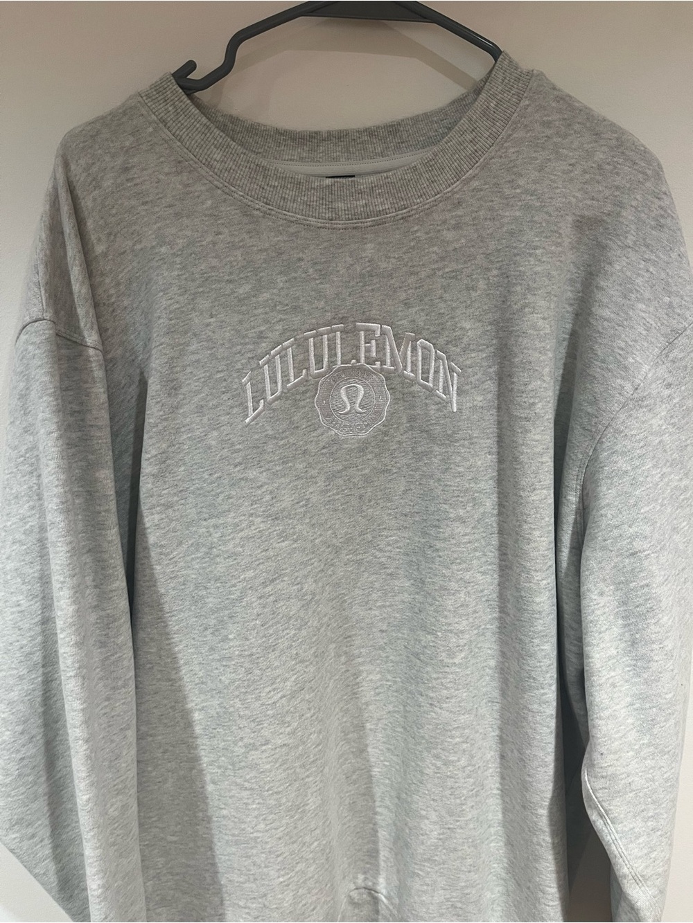 lululemon athletica Light Grey Embroidered Logo Crewneck